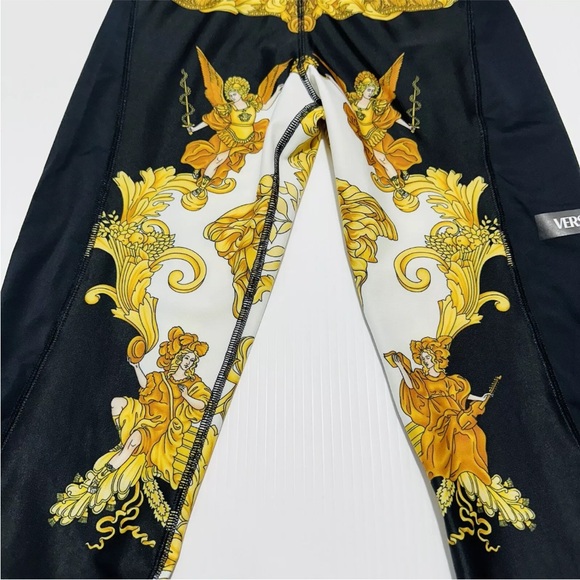 Authentic Versace Medusa Renaissance Print Leggings Black Gold Size L NWT $750 - Picture 2 of 12